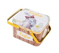 Panier de Pâques - Boîte à bonbons en métal avec couvercle et poignée | Boîte à bonbons - Porte décorative pour chocolats pour fêtes, chaussettes rembourrées, cadeaux pour rendez-vous,