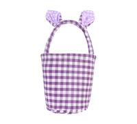 Panier de Pâques coloré à rayures à motif à carreaux pliable réutilisable Décoration de vacances Bac de rangement rayé avec perles