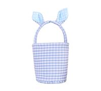 Panier de Pâques coloré à rayures à motif à carreaux pliable réutilisable Décoration de vacances Bac de rangement rayé avec perles