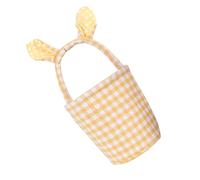 Panier de Pâques coloré à rayures à motif à carreaux pliable réutilisable Décoration de vacances Bac de rangement rayé avec perles