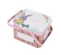 Panier De Pâques - Contenant en Métal avec Couvercle et Poignée | Boîte de Rangement pour Bonbons et Friandises | Pour Garnitures De Chaussettes De Noël, Fêtes De Vacances, Chocolats, Friandises Et