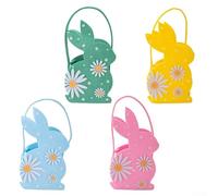Panier de Pâques en feutre avec motif lapin de dessin animé pour fêtes et rassemblements de Pâques joyeuses (rose)