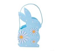 Panier de Pâques en feutre avec motif lapin de dessin animé pour fêtes et rassemblements de Pâques joyeuses (bleu)