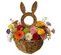 Panier de Pâques en osier lapin | Poche murale de décoration de printemps-panier en rotin de lapin tissé, pour la maison, la ferme, la porte d'entrée extérieure, l'entrée du salon, le balcon