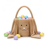 Panier de Pâques en Plush Personnalisé, Seaux de Pâques Lapin avec Longues Oreilles en Peluche, Grand Capacité, Sac de Chasse aux Œufs Doux et Douillet pour Bonbons, Cadeaux et Faveurs pour Enfants