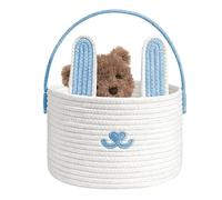 Panier De Pâques, Matériau En Coton Tissé | Conteneur Portable De Neuf Pouces En Forme De Lapin De Dessin Animé, 0,55 Livres, Caddie En Corde De Grande Capacité Offrant Un Stockage De Bonbons Pour La