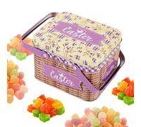 Panier de Pâques - Panier en métal avec couvercle et poignée, porte-bonbons de Pâques | Fête, chocolats, vacances, bas de Noël, stockage de friandises, célébration du printemps, décoration de la maiso