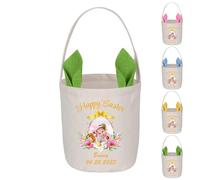 Panier de Paques Personnalisé, Cadeaux De Pâques Personnalisables Pour Enfants, Sac de Lapin de Paques avec Nom et Photos, Chasse Aux œUfs De Pâques, Fête D'Enfants (Vert)