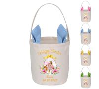 Panier de Paques Personnalisé, Cadeaux De Pâques Personnalisables Pour Enfants, Sac de Lapin de Paques avec Nom et Photos, Chasse Aux œUfs De Pâques, Fête D'Enfants (Bleu)
