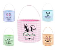 Panier de Pâques personnalisé pour filles, sac de rangement personnalisé en forme de lapin pour enfants, sac cadeau de naissance, sac à bonbons pour fête de Pâques