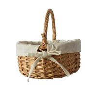 Panier De Pâques Vide Tissé - Panier De Pique-Nique en Saule Tressé À La Main | Panier De Fleurs Fait À La Main pour Récolte D'œufs De Pâques, Bonbons, Sac De Plage en Paille
