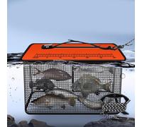 Panier de pêche flottant pliable, cage avec haute flottabilité en coton perlé et protection solaire, pour la mer et la pêche à la mouche, noir (40 cm orange)