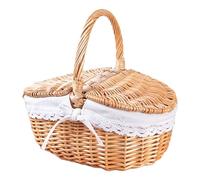 Panier de pique-nique avec poignée - Panier de pique-nique vide, grand panier pour école événements, camping, plage, jardin, rassemblements, arrière-cour, mariage extérieur