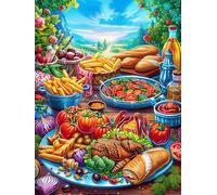 Panier de pique-nique débordant dans un jardin 300 Pièces Puzzle Adulte En Carton Rigide Sans Déformation Paysages et science-fiction Difficile Moyenne Décoration Murale Loisir Créatif Idée Cadeau Ann