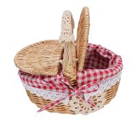 Panier de Pique-Nique en Osier avec Couvercle et Poignée à Double Ouverture - Hamper Vide avec Une Doublure Amovible pour Le Camping, Les Sorties, Les Cadeaux, Le Stockage et la