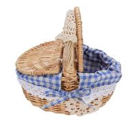 Panier de Pique-Nique en Osier avec Couvercle et Poignée à Double Ouverture - Hamper Vide avec Une Doublure Amovible pour Le Camping, Les Sorties, Les Cadeaux, Le Stockage et la