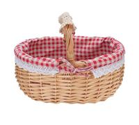 Panier de pique-nique en osier avec doublure amovible, panier vide tissé à la main avec poignée, idéal pour Pâques, le camping, les mariages et les réunions de famille ou entre (Carreaux rouges)