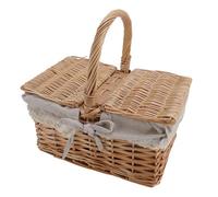 Panier de Pique-Nique en Osier, Saule tissé Paniers Cadeaux de Pâques Vides avec Couvercle, Poignée, Doublure Amovible, Entrave de Pique-Nique pour la Récolte de Jardin