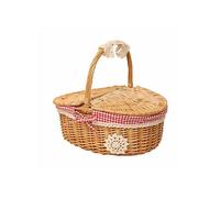 Panier de pique-nique en osier tressé avec couvercle - Style campagnard - Panier de présentation pour pique-niques et fêtes