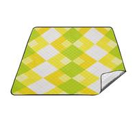 Panier de pique-nique imperméable à carreaux jaune vert à carreaux pour la famille et les couples, cadeau esterilla para playa