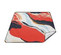 Panier de pique-nique imperméable à motif marbre vintage rouge noir résistant à l'eau plage résistant au sable couverture de plage pour femme plein air cadeau d'été manta para la playa