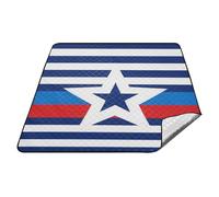 Panier de pique-nique imperméable à rayures et étoiles 4 juillet Indépendance - Couverture de pique-nique pliable pour la randonnée - Cadeau de printemps - Estera para playa