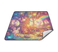 Panier de pique-nique imperméable avec motif animaux de dessin animé mignon arc-en-ciel grand tapis pliable pour femme couple cadeau manta de playa extra