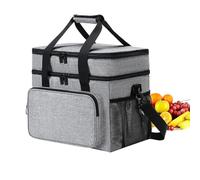 Panier de pique-nique isotherme, sac à déjeuner pliable double couche avec compartiments étanches, sac isotherme portable pour le camping, la plage, les voyages en voiture et les courses