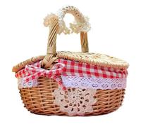 Panier de Pique-Nique, Panier en Osier avec Doublure, Panier de Pique-Nique avec Couvercle divisé 9.8x7.1x5,5 Pouce de Pique-Nique en Osier avec Doublure à Carre