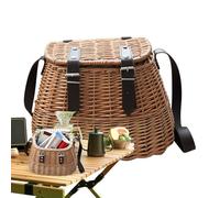 Panier de pique-nique - Panier tissé à la main avec bandoulière réglable, organiseur portable pour fête d'anniversaire, Saint-Valentin, camping, activités de plein air