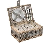 Panier de Pique-Nique pour 2 Personnes INCL. Vaisselle, Couverts, Sac Isotherme et Verres - Gris