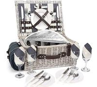 Panier de pique-nique pour 4 personnes avec couche isolante, couverture de pique-nique imperméable, vaisselle pour la famille, les fêtes, la vie en plein air, le camping