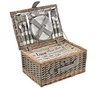 Panier de Pique-Nique pour 4 Personnes INCL. Vaisselle, Couverts, Sac Isotherme et Verres - Gris