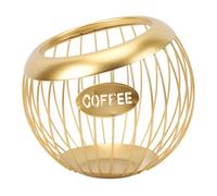 Panier de Pod à café Panier Filaire de Grande capacité Pods en Fer Organisateur de Tasse de Rangement, Tasse Black K Noire de 35 avec Couvercle en Bois pour Comptoir de (Doré)