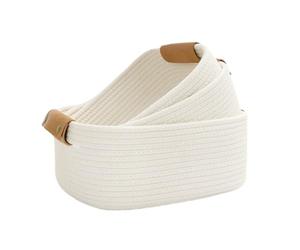 Panier de Rangement,3 Pièces Boîte Décorative en Corde de Coton Doux - Paniers Tressés pour le Rangement,Pour Chambre, Chambre d', Tables de Chevet, Bureaux, Salle de Bain, Buanderie