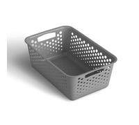 Panier de rangement, 5 l, avec poignées, sans BPA, organiseur, 30 x 20 x 11 cm, anthracite, pour salle de bain, cuisine, chambre à coucher, panier ménager