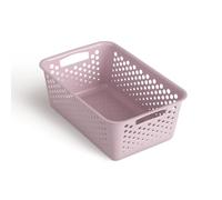 Panier de rangement, 5 l, avec poignées, sans BPA, organiseur, 30 x 20 x 11 cm, rose, pour salle de bain, cuisine, chambre à coucher, panier ménager