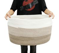 Panier de rangement 56 x 43 x 30,5 cm pliable avec poignées solides - Texture douce - Panier à linge tressé sans bords tranchants - Panier de rangement pour chambre d'enfant