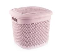 Panier de rangement - 7house - Carré Moyen - 15 Litres - Résine tressée - Avec couvercle