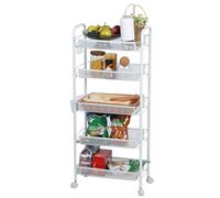 Panier de rangement à roulettes multifonction en métal à 5 niveaux, chariot utilitaire pour fruits, légumes, collations