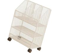 Panier de Rangement à roulettes Robuste, Finition Blanche ou Noire, idéal for Les Petits Appartements et Les résidences étudiantes.(White)