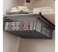 Panier de rangement à suspendre pour vêtements, tiroir coulissant sous étagère, panier de rangement multifonctionnel en fer