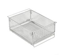 Panier de rangement amovible pour table IGT avec construction en fer, design empilable et rail inférieur surélevé résistant à l'humidité (argent)