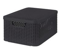 Curver | Rangement Style Aspect rotin M + Couvercle, Anthracite, Storage Others, 39,7x29x18,7 cm