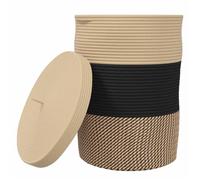 vidaXL Panier de rangement avec couvercle 37x50 cm Noir et beige Coton et polyester Design moderne