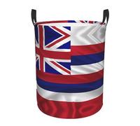 Panier de rangement avec poignée, motif drapeau d'Hawaï, panier à linge portable pour chambre à coucher, panier à linge rond à une seule couche