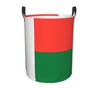 Panier de rangement avec poignée, panier à linge portable pour chambre à coucher, panier à linge rond simple couche drapeau de Madagascar
