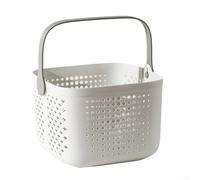 Panier de rangement avec poignée pour salle de bain et cuisine, drainage creux pour séchage rapide et propreté (blanc)