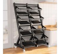 Panier de rangement avec roulettes, présentoir en métal pour cuisine et garde-manger, paniers à légumes amovibles, solution de rangement polyvalente pour chambre à coucher et maison