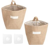 panier de rangement bebe avec 2 pièces autocollantes, panier suspendu rangement, petit paniers, Panier à suspendre - Peut être utilisé dans les salles de bains, cuisines et